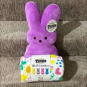 Peeps Blanket Buddies Plush Throw - Purple Bunny with Multicolor Print